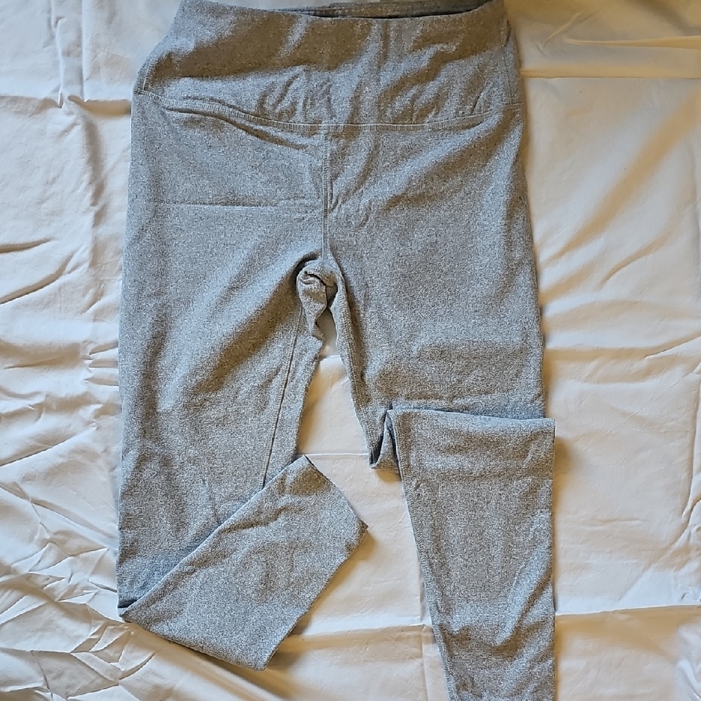 Gray Full-Length Leggings with Elastic Waistband